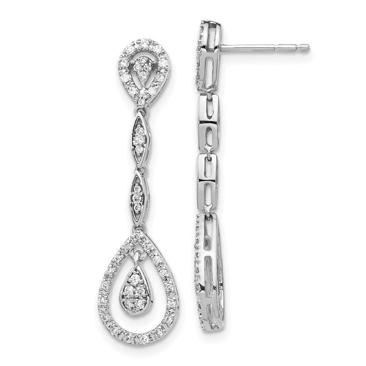 14k White Gold Teardrop Real Diamond Dangle Earrings EM5571-033-WA