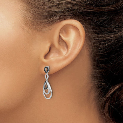 Solid 14k White Gold BlacK and Simulated CZ Post Earrings