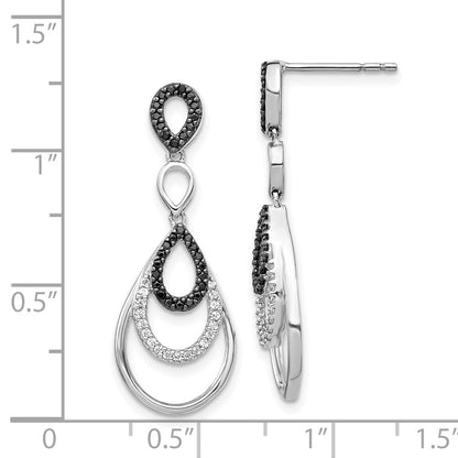 Solid 14k White Gold BlacK and Simulated CZ Post Earrings