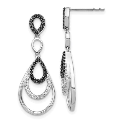 14k White Gold Black and White Real Diamond Post Earrings EM5572-040-WA