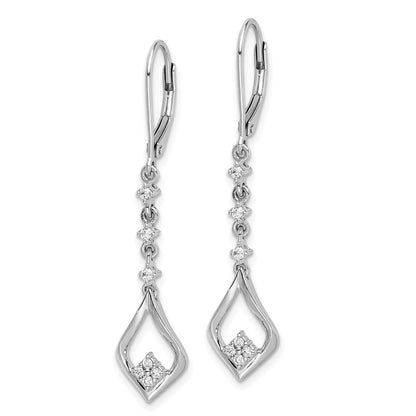 Solid 14k White Gold Simulated CZ LeverbacK Dangle Earrings