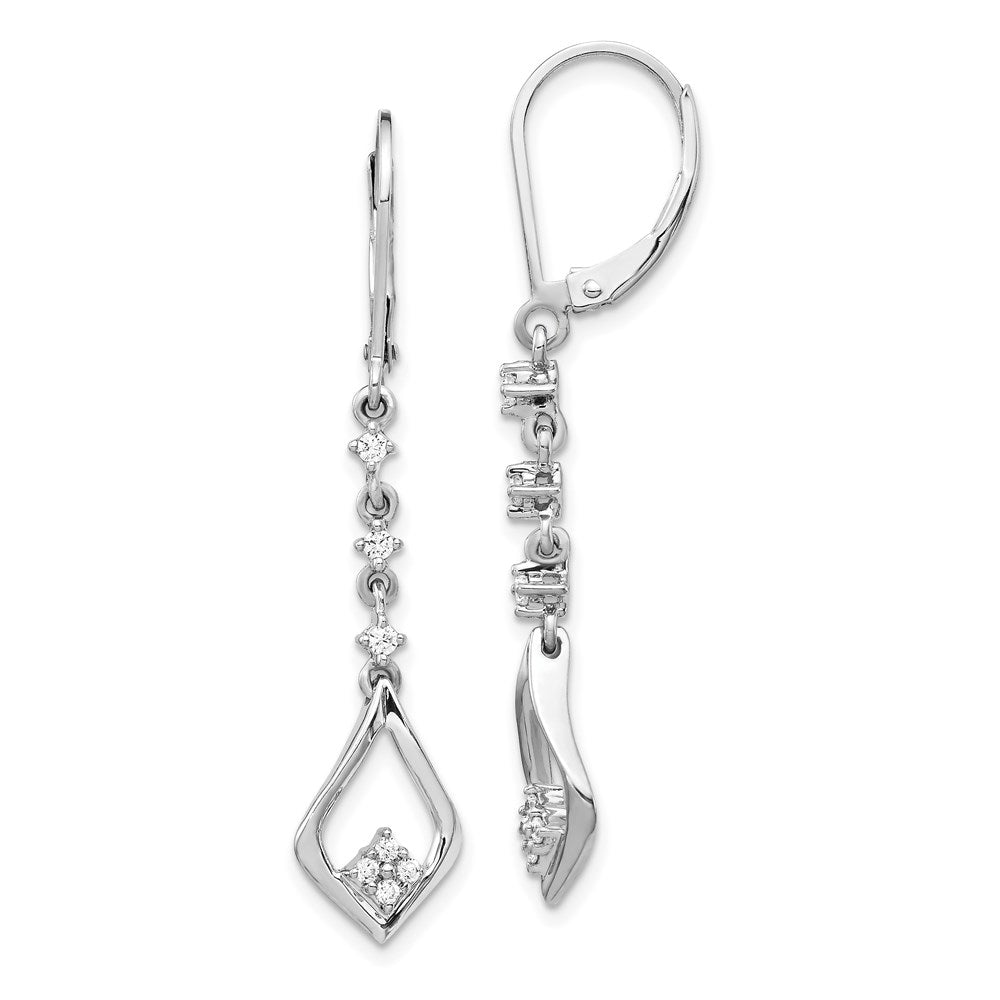 14k White Gold Real Diamond Leverback Dangle Earrings EM5573-020-WA