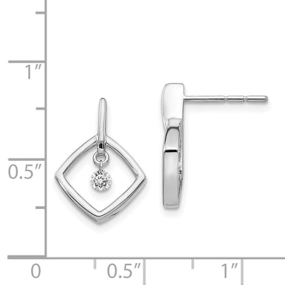 Solid 14k White Gold Simulated CZ Post Earrings