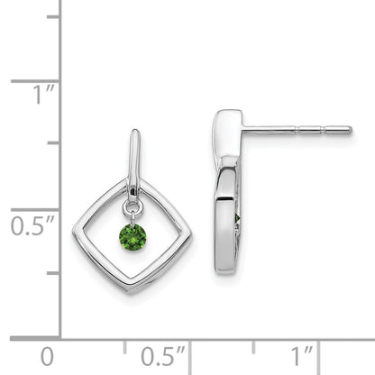 Solid 14k White Gold Green Simulated CZ Earrings