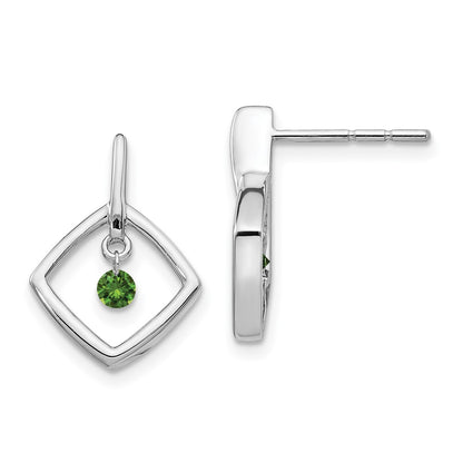 Solid 14k White Gold Green Simulated CZ Earrings