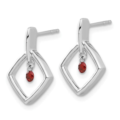 Solid 14k White Gold Red Simulated CZ Earrings