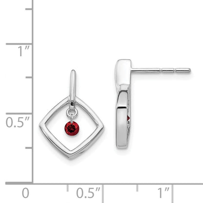 Solid 14k White Gold Red Simulated CZ Earrings