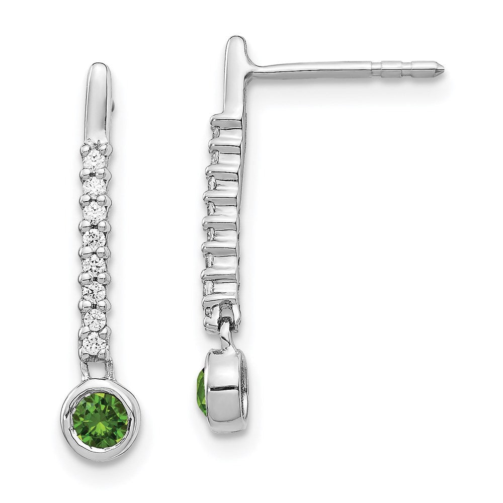 14k White Gold Green/White Real Diamond Earrings EM5577-GD-033-WA