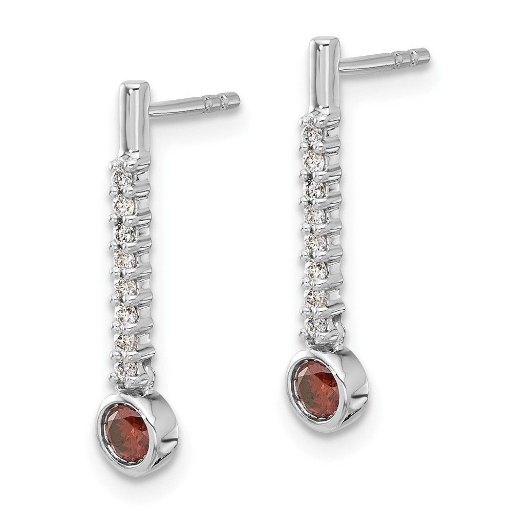 Solid 14k White Gold Red/White Simulated CZ Earrings