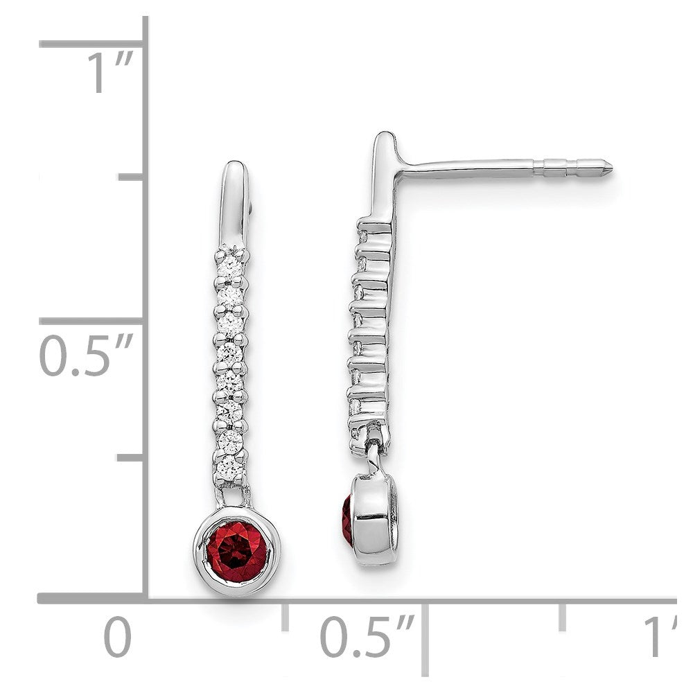 Solid 14k White Gold Red/White Simulated CZ Earrings