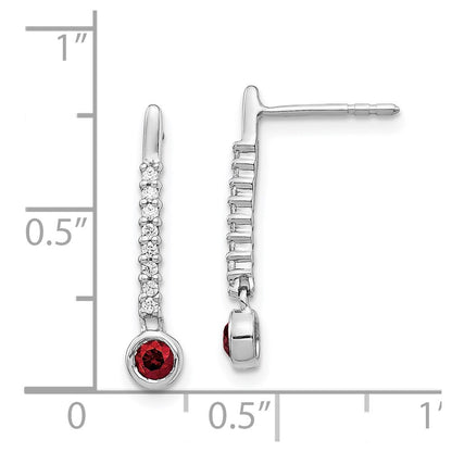 Solid 14k White Gold Red/White Simulated CZ Earrings