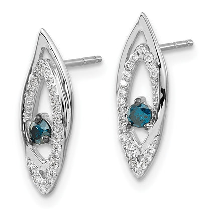 Solid 14k White Gold Blue/White Simulated CZ Earrings