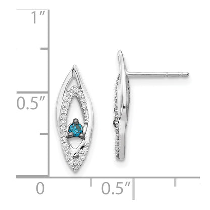 Solid 14k White Gold Blue/White Simulated CZ Earrings