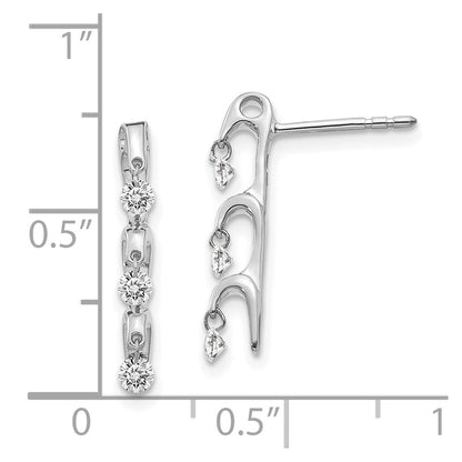 Solid 14k White Gold Simulated CZ Earrings