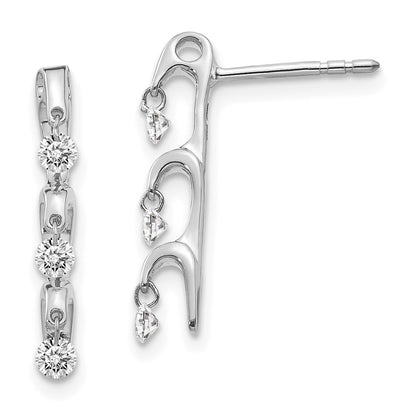 Solid 14k White Gold Simulated CZ Earrings