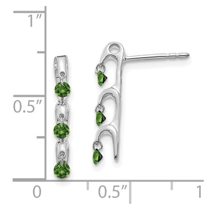 Solid 14k White Gold Green Simulated CZ Earrings