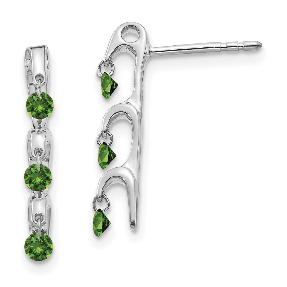 Solid 14k White Gold Green Simulated CZ Earrings
