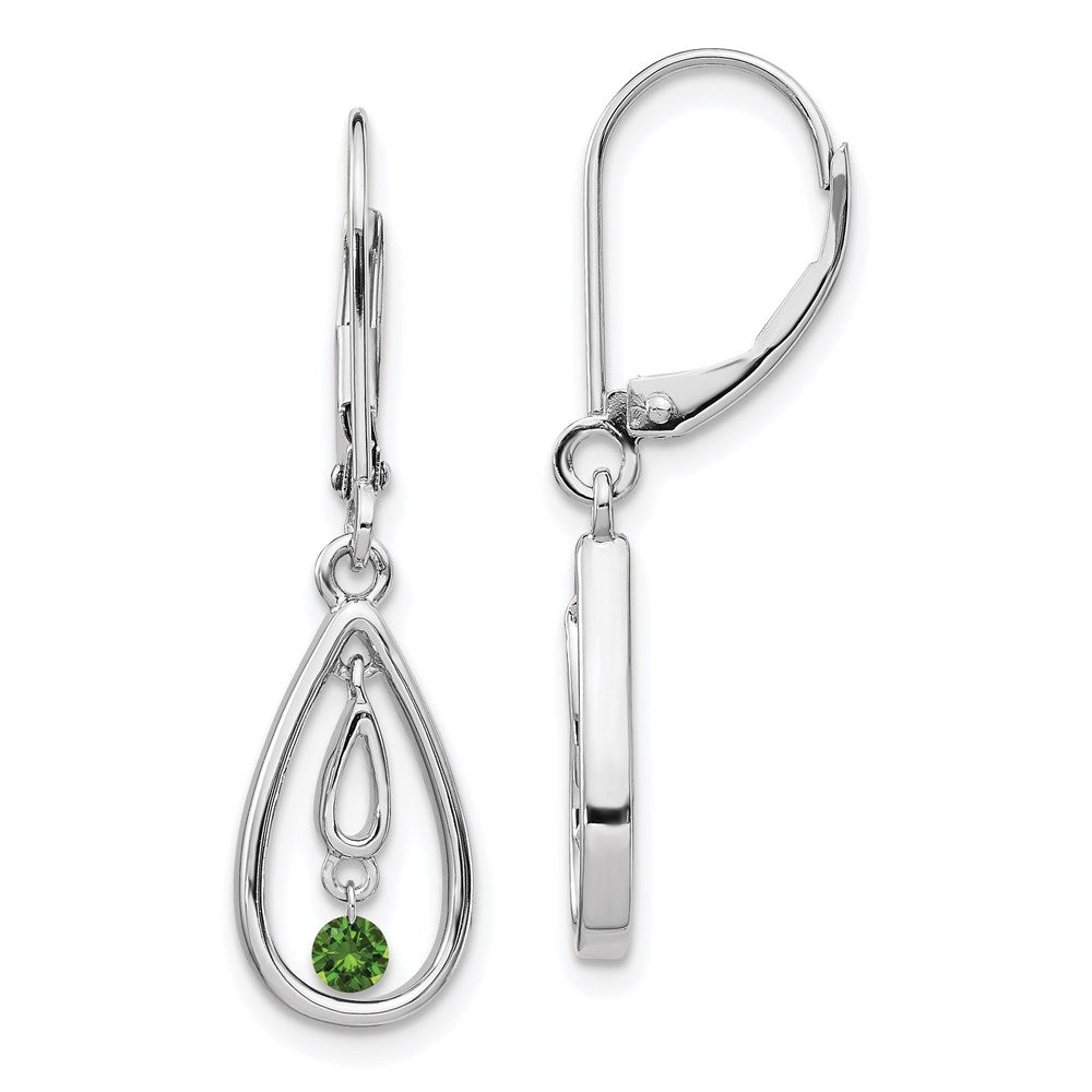 14k White Gold Green Real Diamond Leverback Earrings EM5582-GD-013-WA