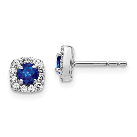 14k White Gold Real Diamond & Sapphire Earrings XE3231S/A