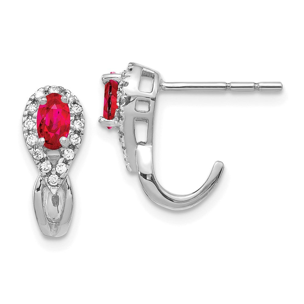 14k White Gold Real Diamond and Ruby Earrings EM5593-RU-013-WA