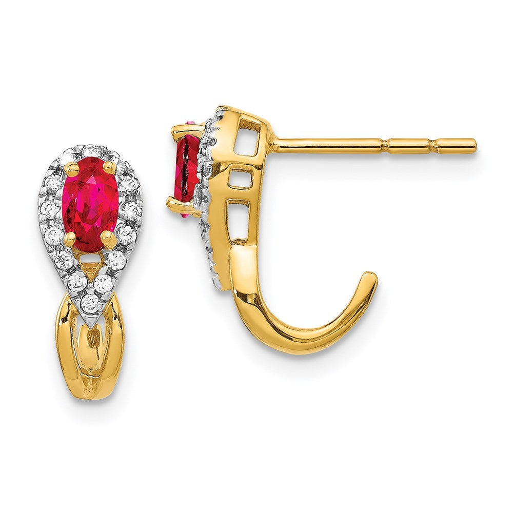 14k Yellow Gold Real Diamond and Ruby Earrings EM5593-RU-013-YA