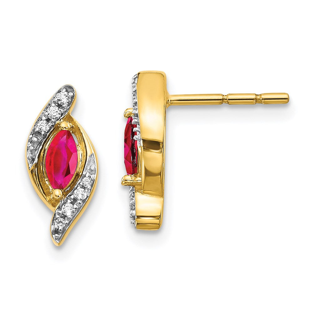 14k Yellow Gold Real Diamond and Ruby Earrings EM5594-RU-007-YA