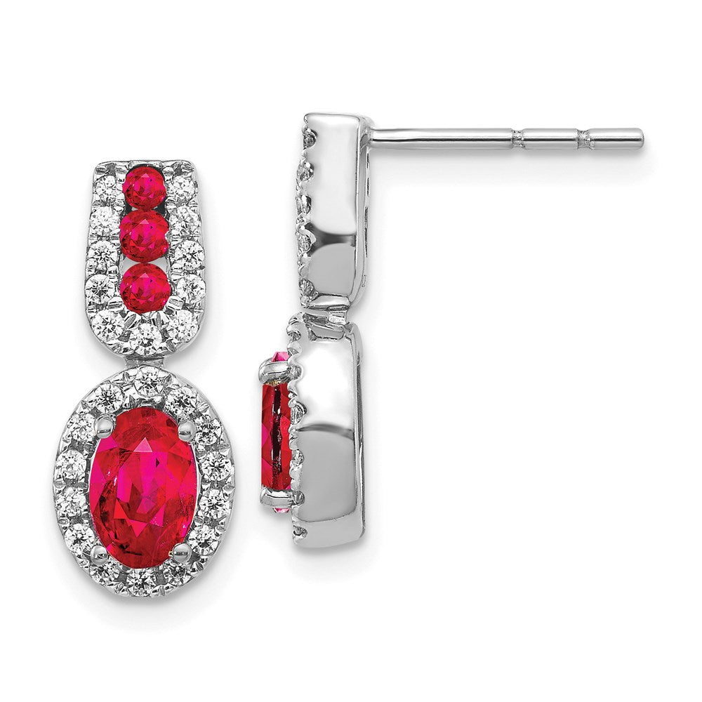 14k White Gold Real Diamond and Ruby Earrings EM5597-RU-033-WA