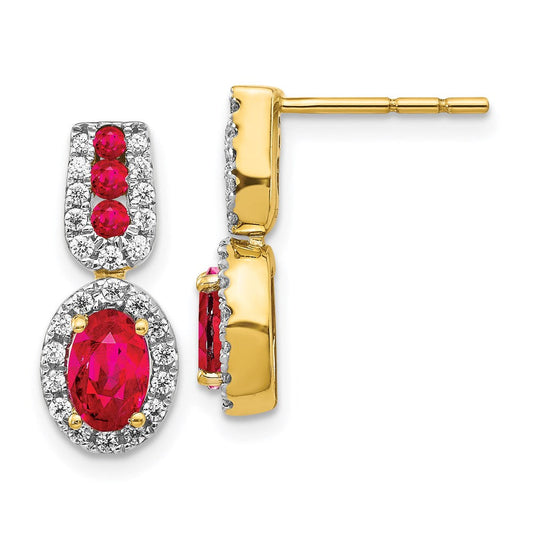 14k Yellow Gold Real Diamond and Ruby Earrings EM5597-RU-033-YA