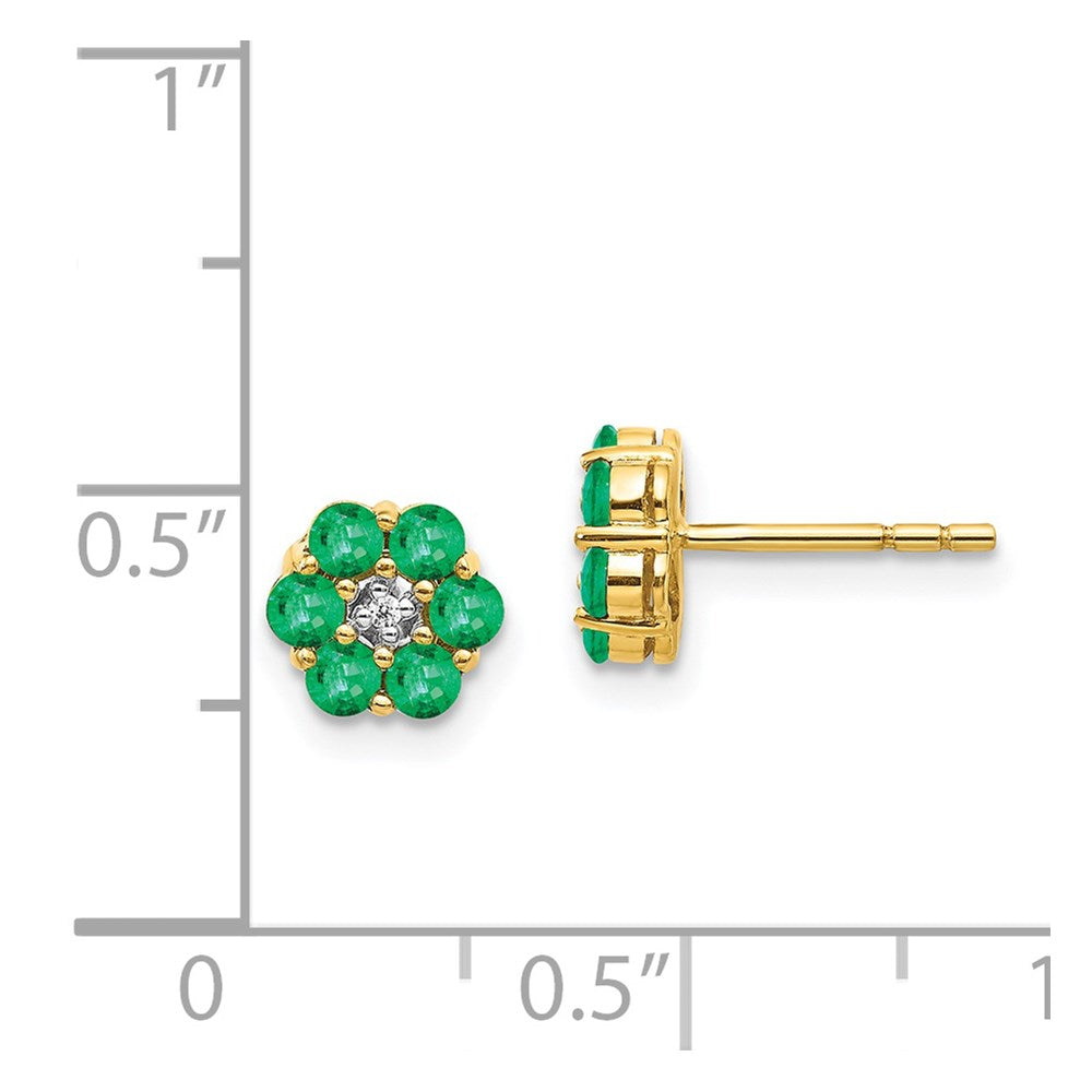 Solid 14k Yellow & Rhodium and Simulated Emerald CZ Post Earrings