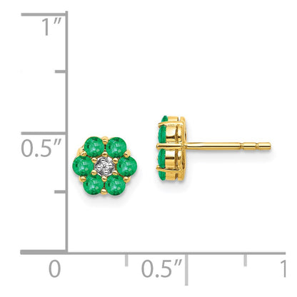 Solid 14k Yellow & Rhodium and Simulated Emerald CZ Post Earrings