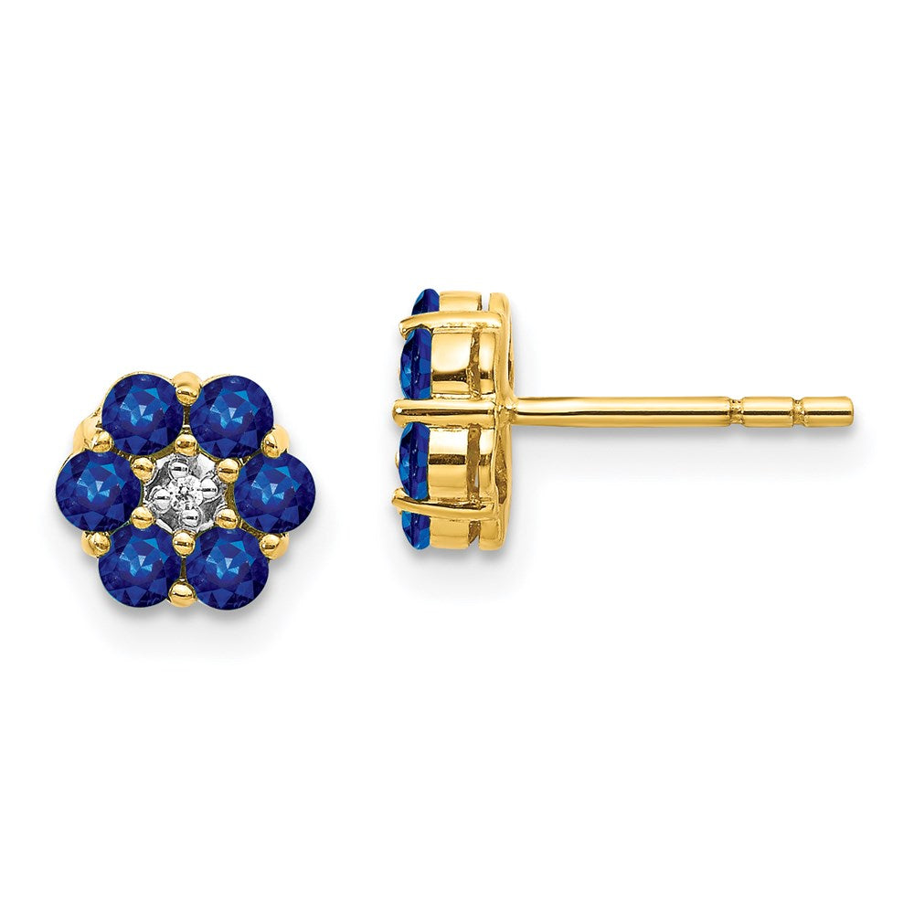 14k Yellow Gold and Rhodium Sapphire and Real Diamond Post Earrings EM5609-SA-001-YA