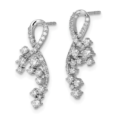 Solid 14k White Gold Fancy Florina Simulated CZ Post Earrings