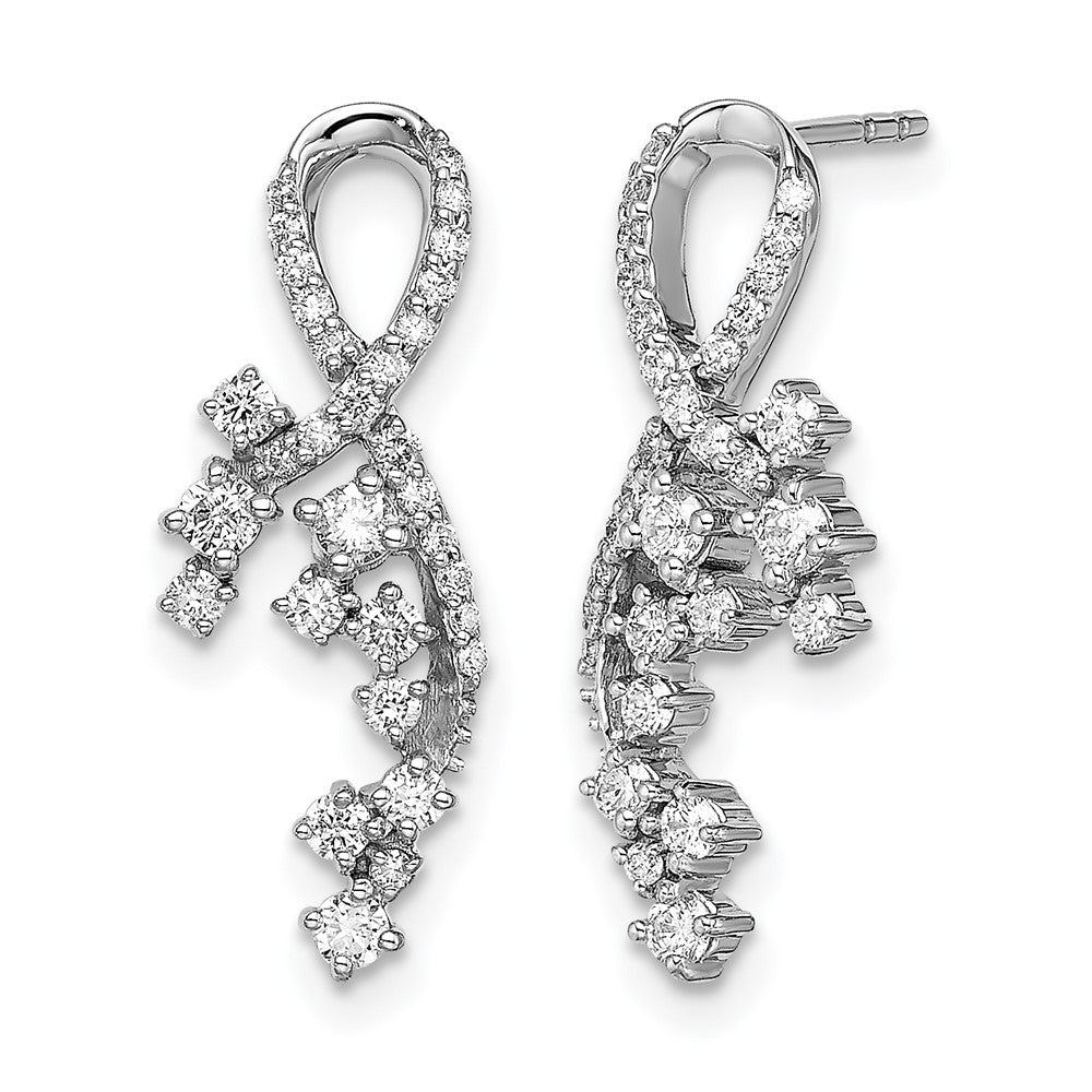 Solid 14k White Gold Fancy Florina Simulated CZ Post Earrings