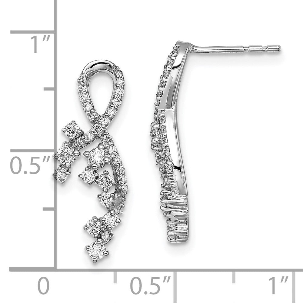 Solid 14k White Gold Fancy Florina Simulated CZ Post Earrings