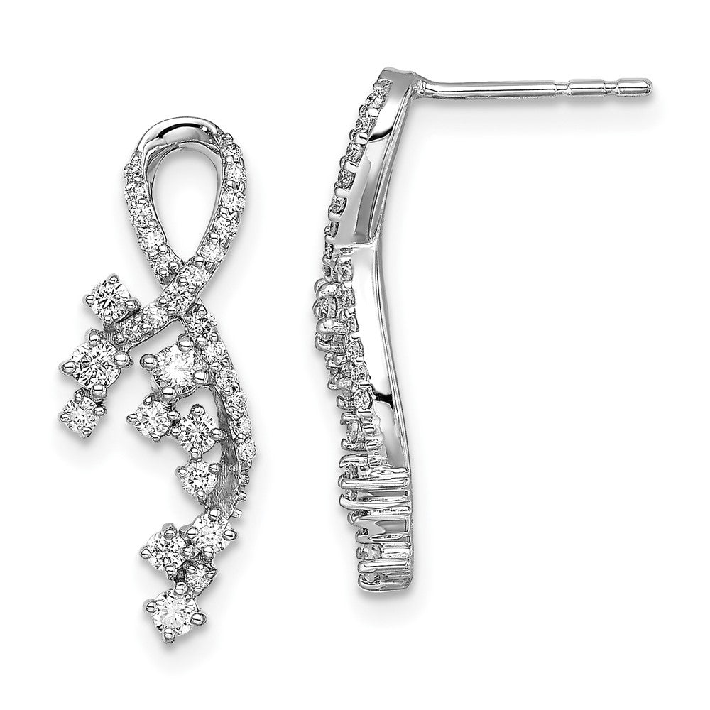 14k White Gold Fancy Florina Real Diamond Post Earrings EM6790-050-WA