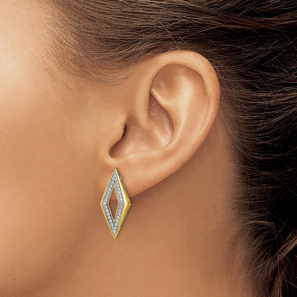 Solid 14k Yellow Gold Polished Simulated CZ Post Earrings