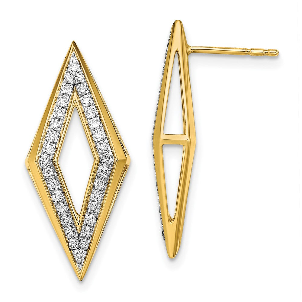 Solid 14k Yellow Gold Polished Simulated CZ Post Earrings