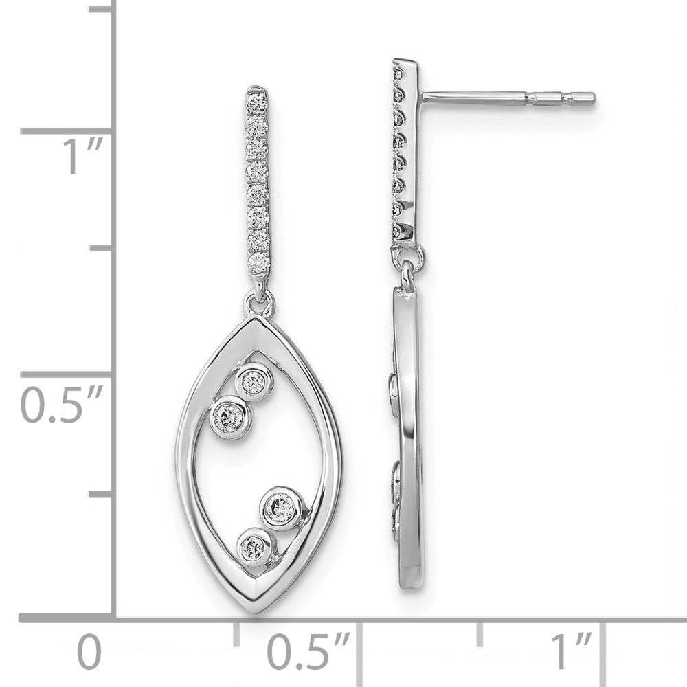 Solid 14k White Gold Polished Fancy Dangle Simulated CZ Post Earrings