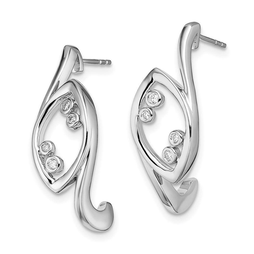Solid 14k White Gold Fancy Simulated CZ Post Earrings