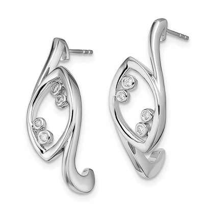 Solid 14k White Gold Fancy Simulated CZ Post Earrings