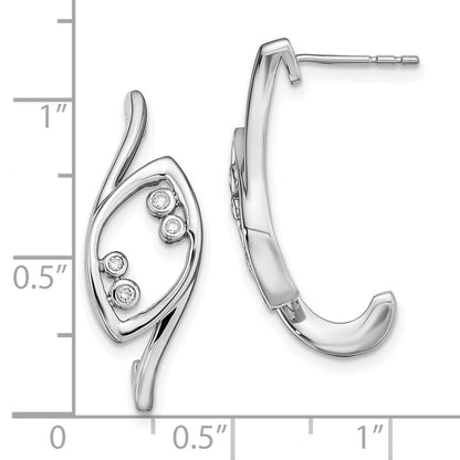 Solid 14k White Gold Fancy Simulated CZ Post Earrings