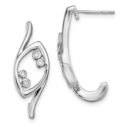 Solid 14k White Gold Fancy Simulated CZ Post Earrings