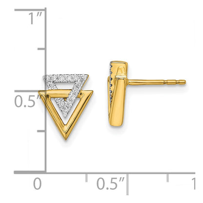 Solid 14k Yellow Gold Polished Triangle Simulated CZ Post Earrings