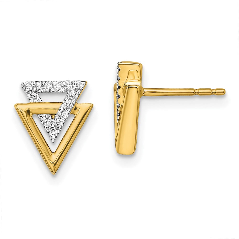 Solid 14k Yellow Gold Polished Triangle Simulated CZ Post Earrings