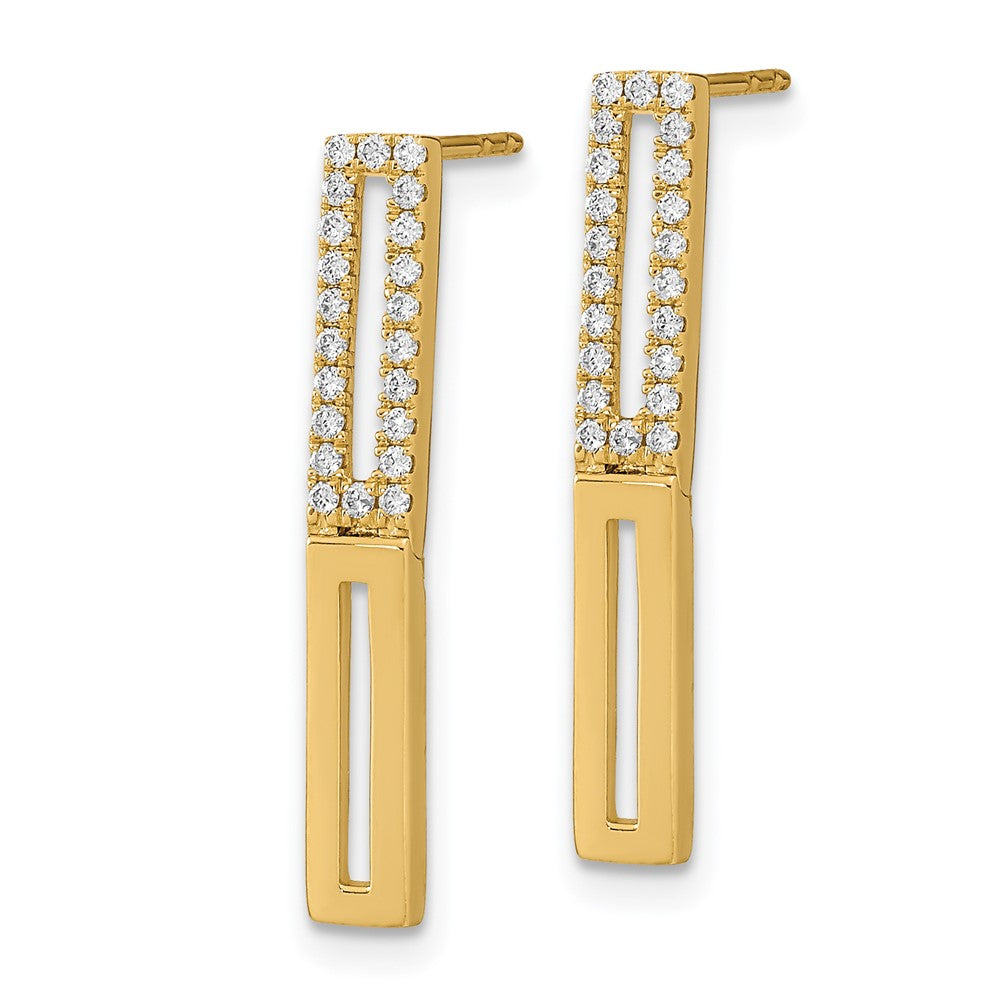 Solid 14k Yellow Gold Polished 2 Rectangle LinK Simulated CZ Post Earrings