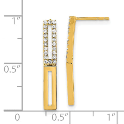 Solid 14k Yellow Gold Polished 2 Rectangle LinK Simulated CZ Post Earrings