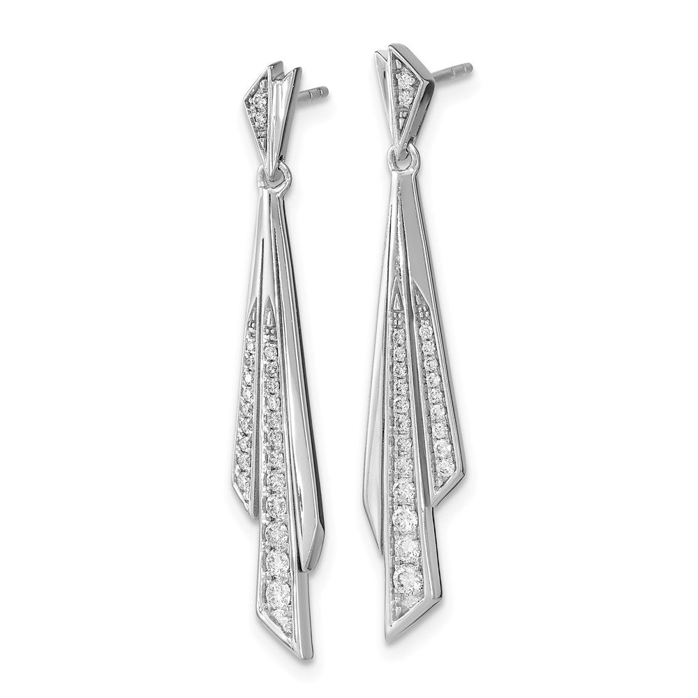 Solid 14k White Gold Fancy Simulated CZ Post Earrings