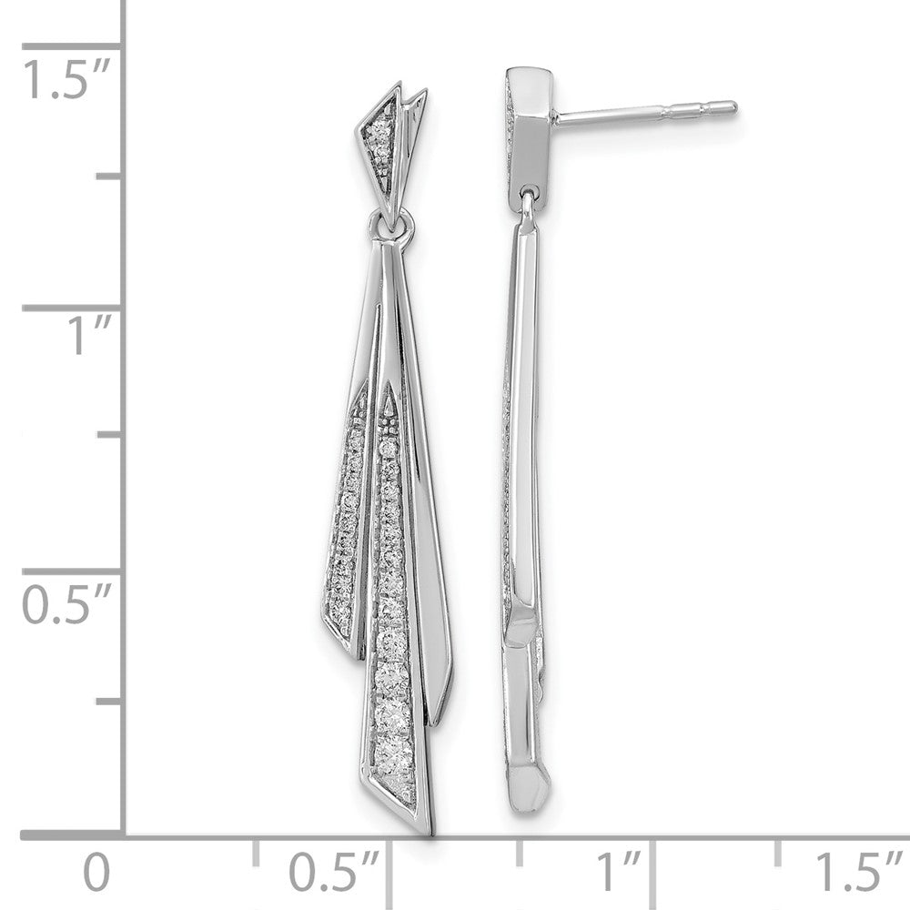 Solid 14k White Gold Fancy Simulated CZ Post Earrings