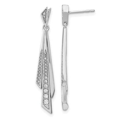 Solid 14k White Gold Fancy Simulated CZ Post Earrings