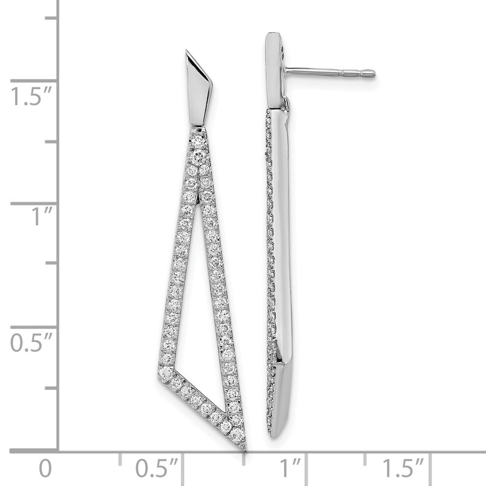Solid 14k White Gold Simulated CZ Triangle Post Earrings